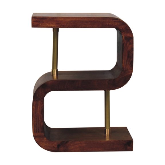 Elm Wood Bedside Table with Brass Bars / Durable and Modern for Home Use