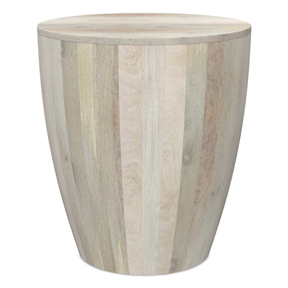 Elmbrook 21 inch Wide Solid Mango Modern End Table in White Wash& Assembled
