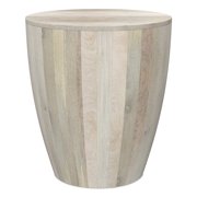 Elmbrook 21 inch Wide Solid Mango Modern End Table in White Wash& Assembled