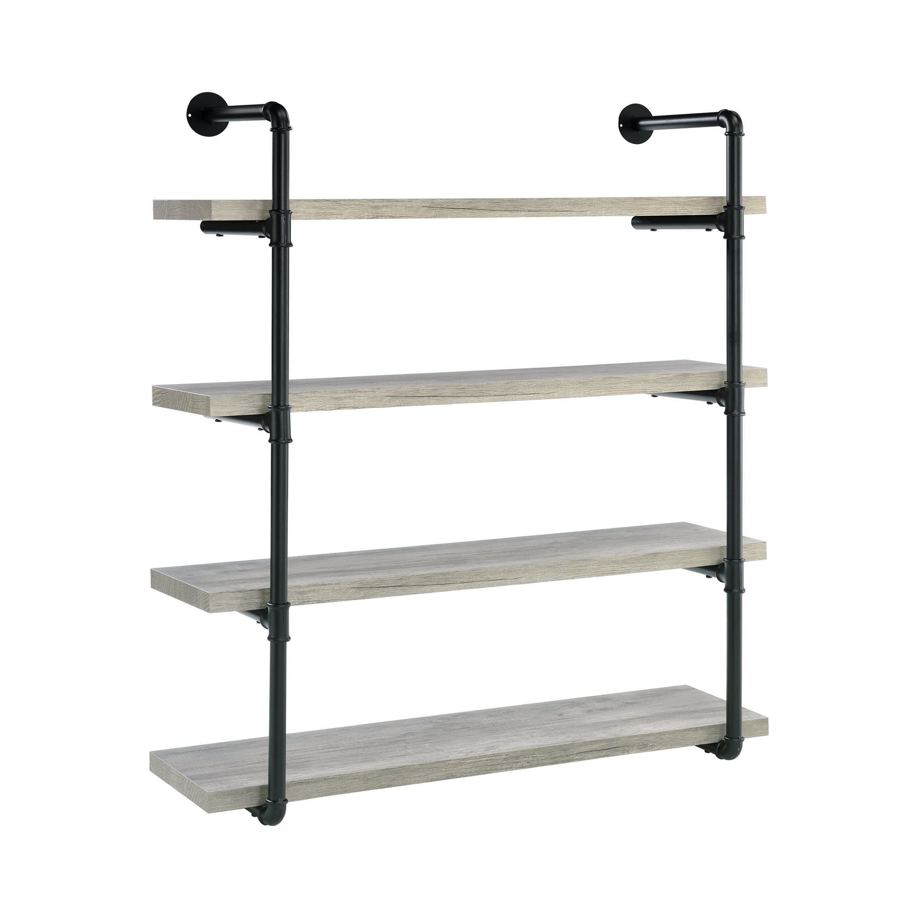 39" Gray Driftwood Industrial Wall Shelf with Black Frame