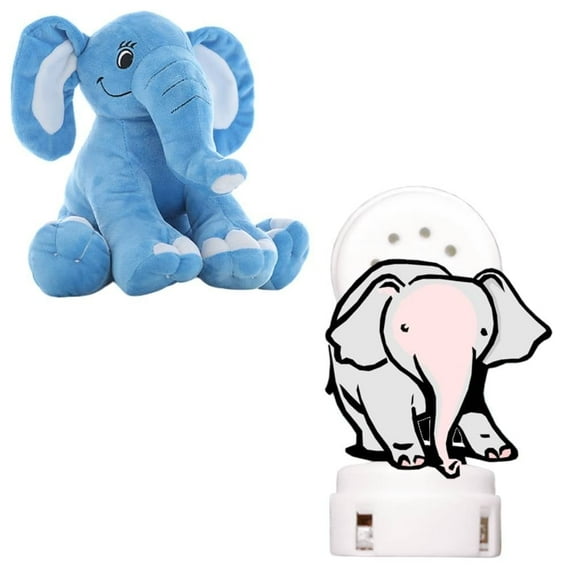 Elmer Blue Elephant Stuffed Toy with Pre-Recorded Elephant Sound - 16-inch Realistic Elephant Stuffed Animal - Soft Plush Elephant Sound with Sound Module for Kids
