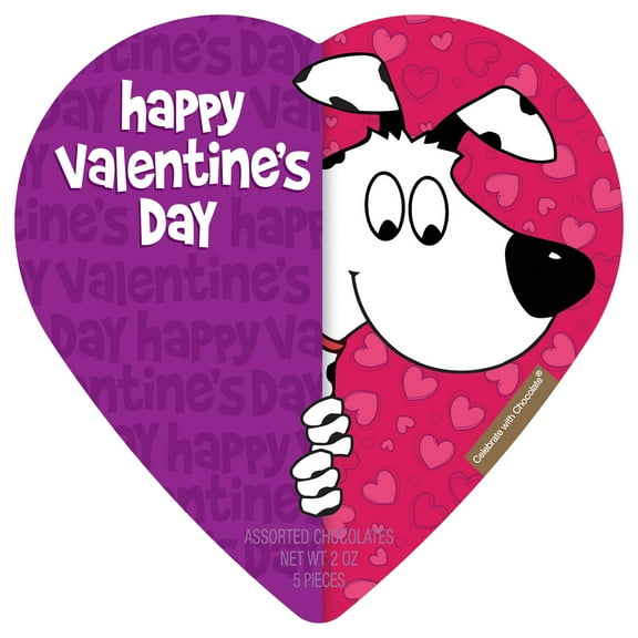 Elmer Chocolate Assorted Chocolate Cheeky Dog Heart 2oz 5 Pieces