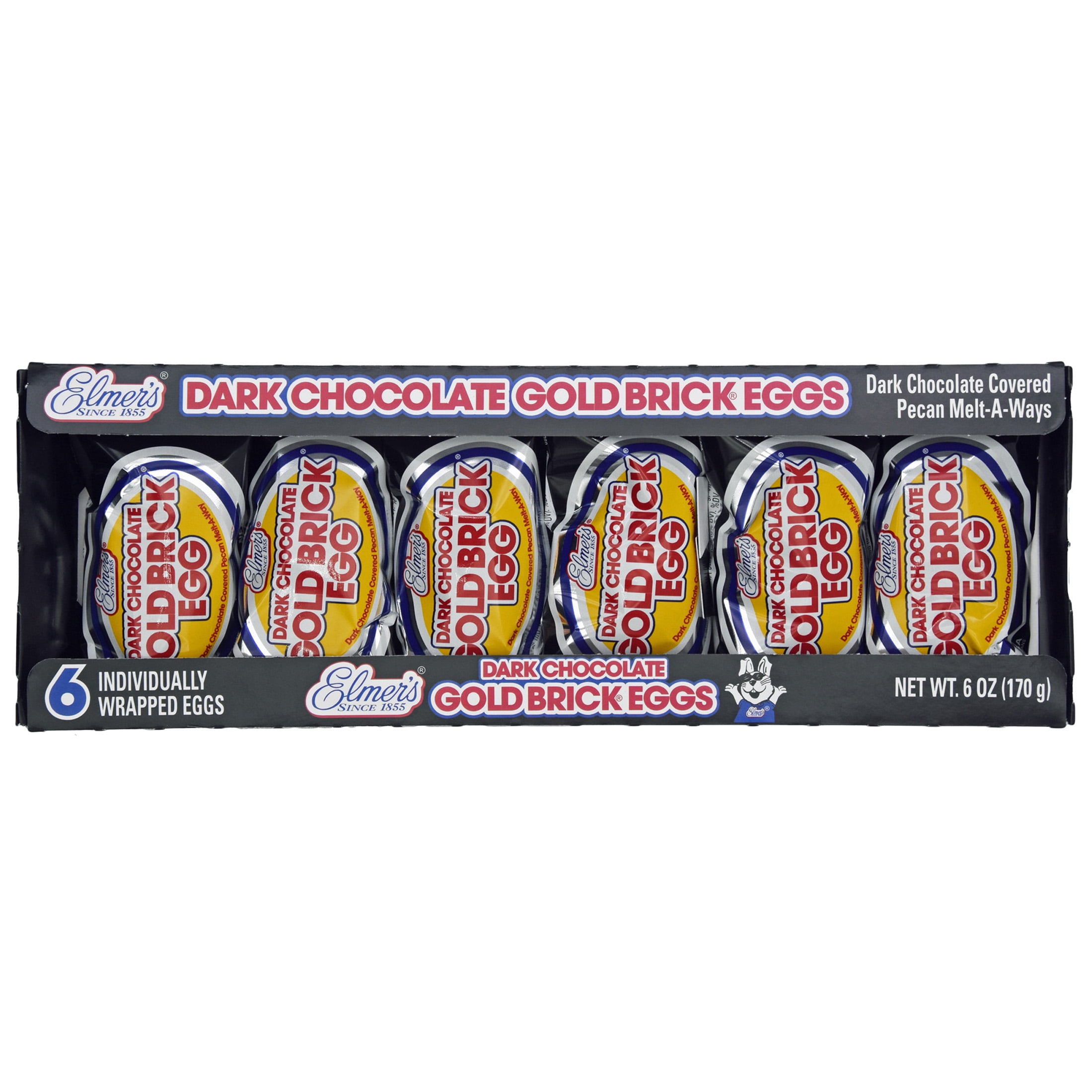 Elmer Chocolate, Dark Chocolate Gold Brick Egg, 1oz, Packs (6 Ct