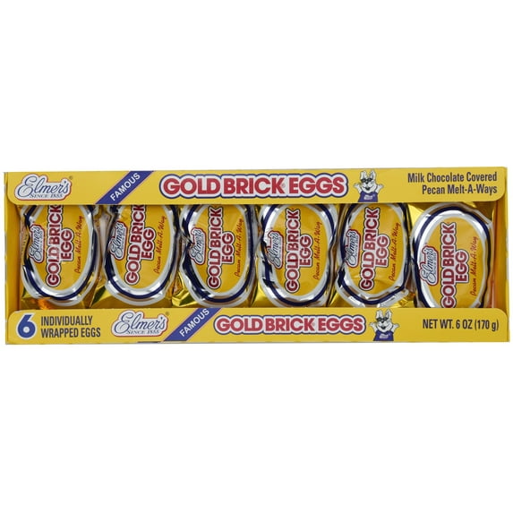 Elmer Chocolate, Milk Chocolate Gold Brick Egg, 1oz, Packs, (6 Ct)