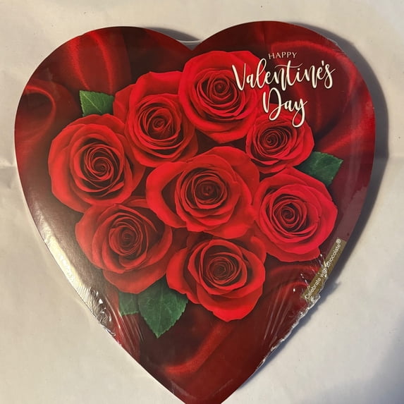 1 Box Elmer's, 6oz Photo Rose Valentine Heart, 15 Pieces Assorted Milk & Dark Chocolates