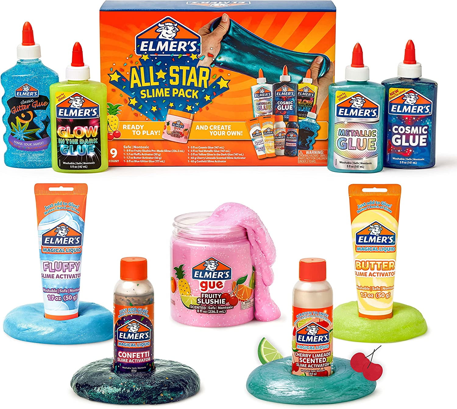 Elmer's All-Star Multicolor Scented Slime Kit, 9 Pieces