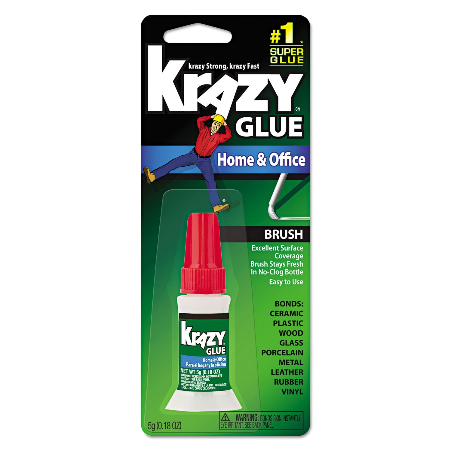 Krazy Glue All Purpose Brush-On Glue, 5g (0.18 oz) Liquid Bottle, 3/Pack  (KG925