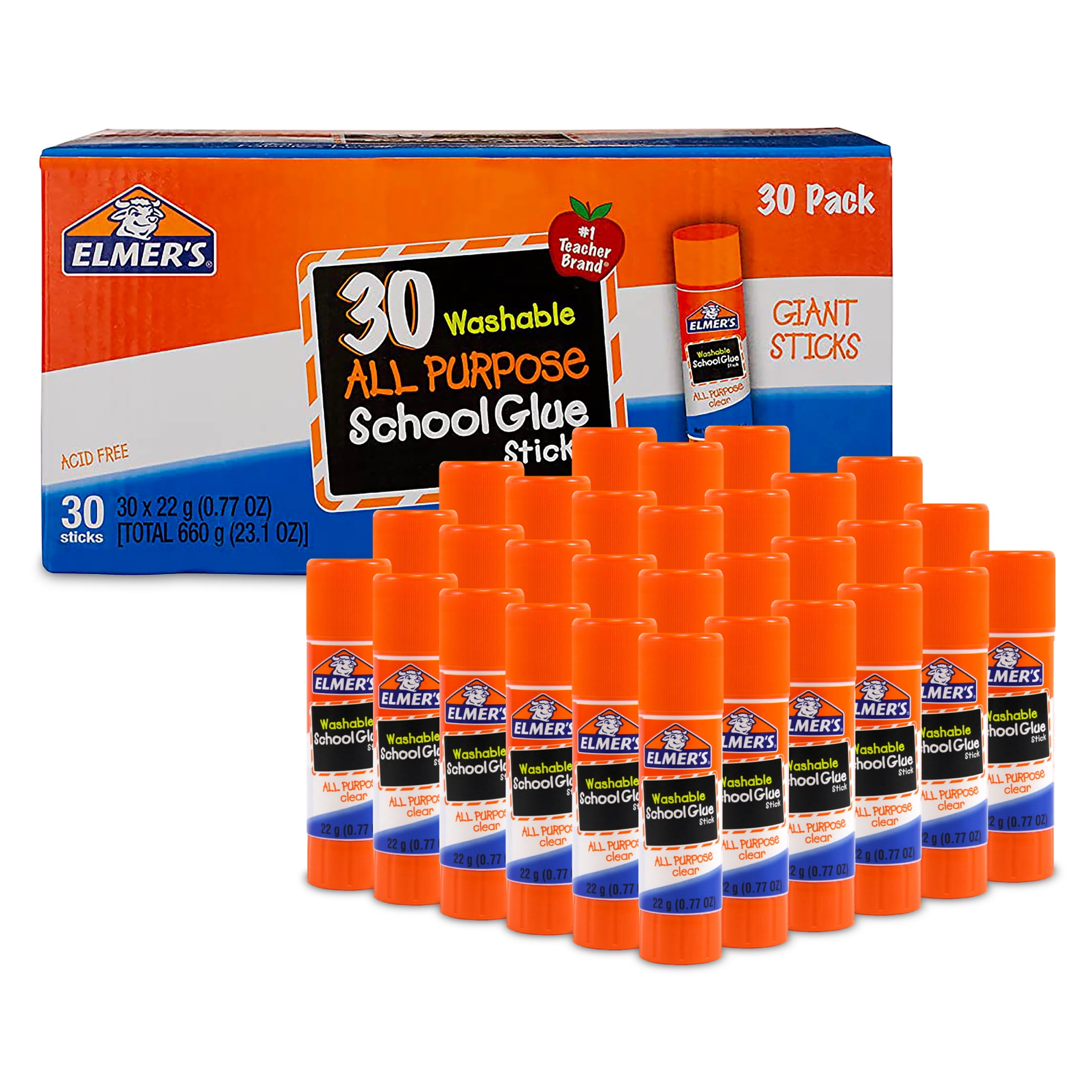 Elmer's All Purpose School Glue Sticks, Washable, 22 Gram, 30 Count