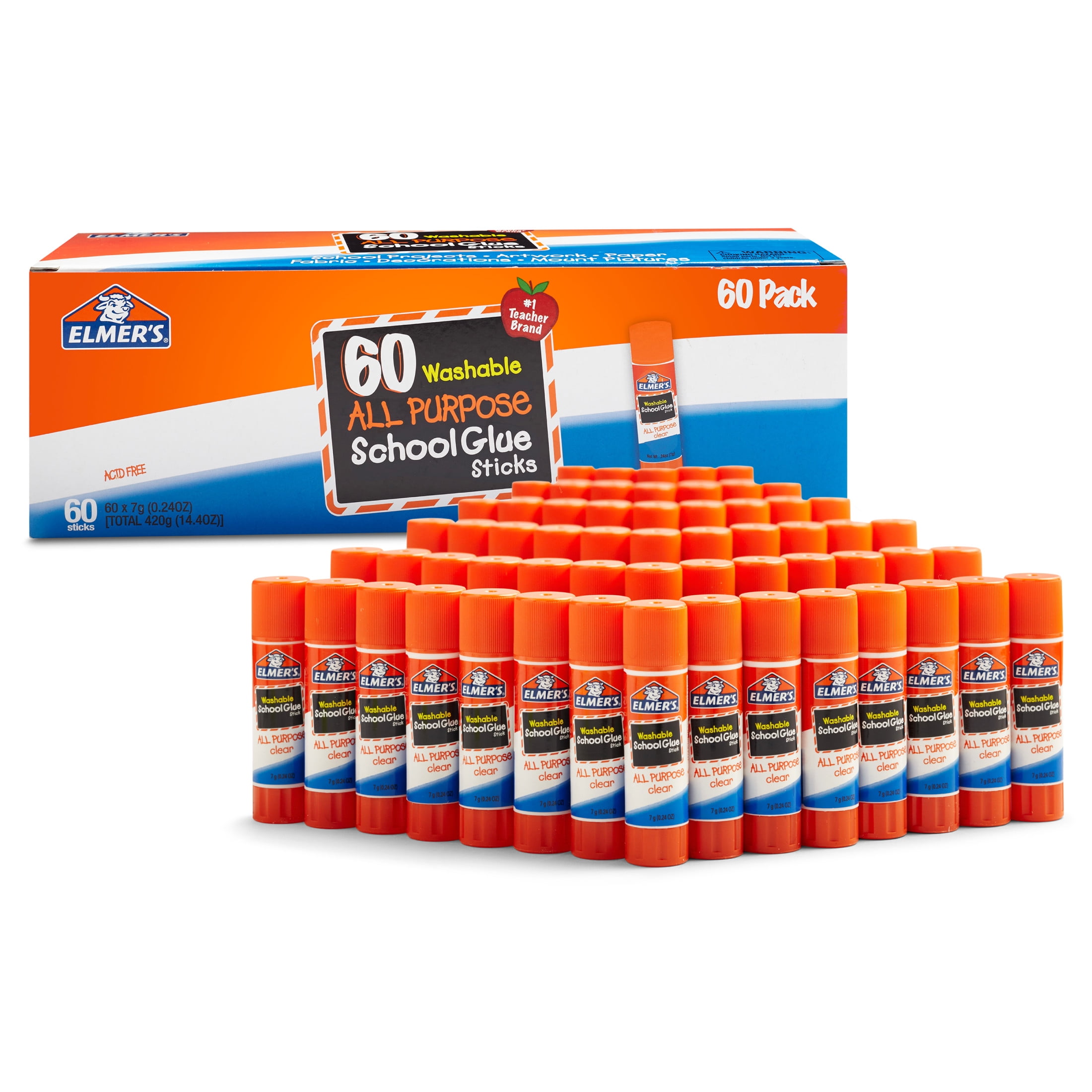 Elmer's All Purpose School Glue Sticks, Washable, 7 Gram, 60 Count
