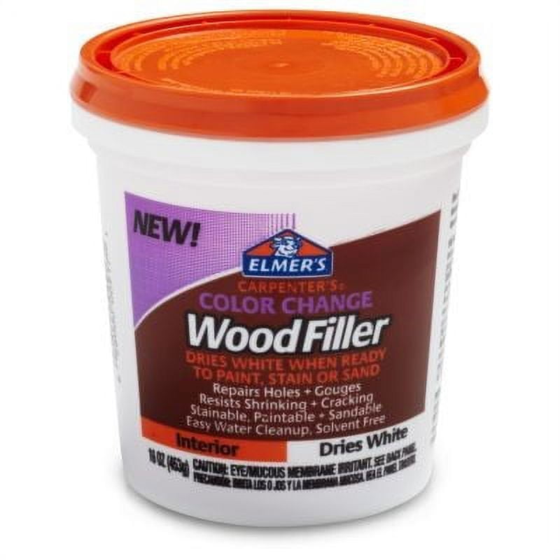 Elmer's Carpenter's Color Change Wood Filler, 16 oz., White (E917 ...