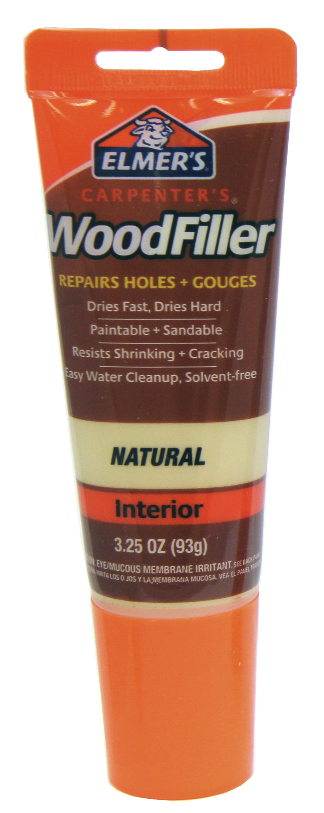 Elmer's Carpenter's Wood Filler, Natural, 3.25 oz, Sandable, Paintable, Fast-Drying