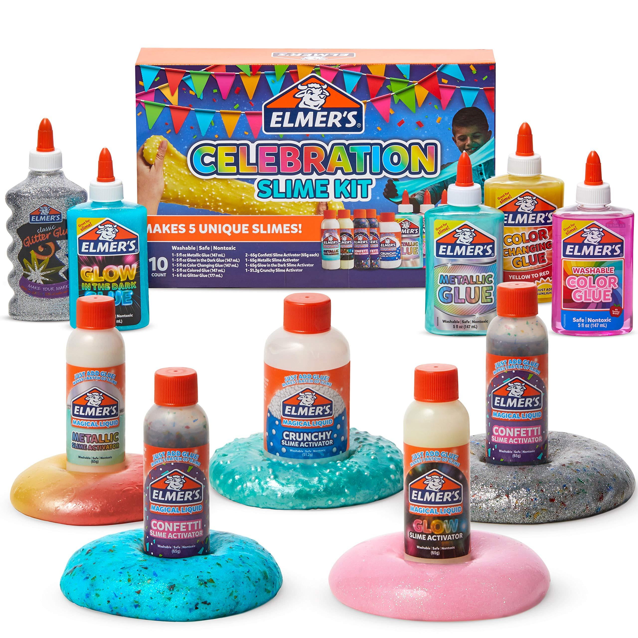 Elmer’s Celebration Slime Kit | Slime Supplies Include Assorted Magical  Liquid Slime Activators and Assorted Liquid Glues, 10 Count