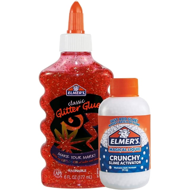 Elmer's Classic Glitter Glue with Crunchy Magical Liquid Budnle, 6 oz ...