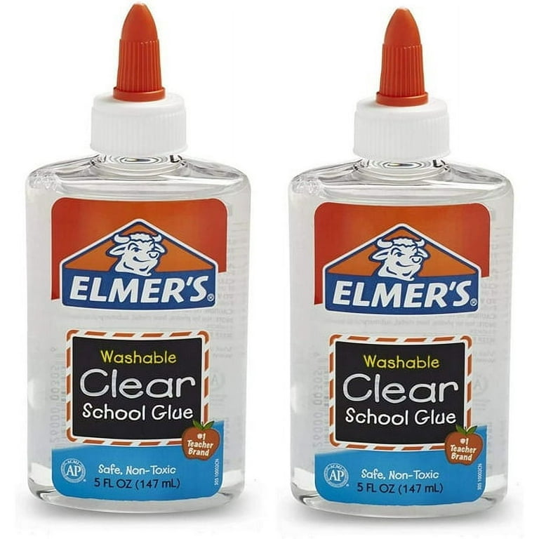 Elmer's Clear Liquid Glue Bottle, Washable, Transparent, 5 FL Oz, 2 Count 