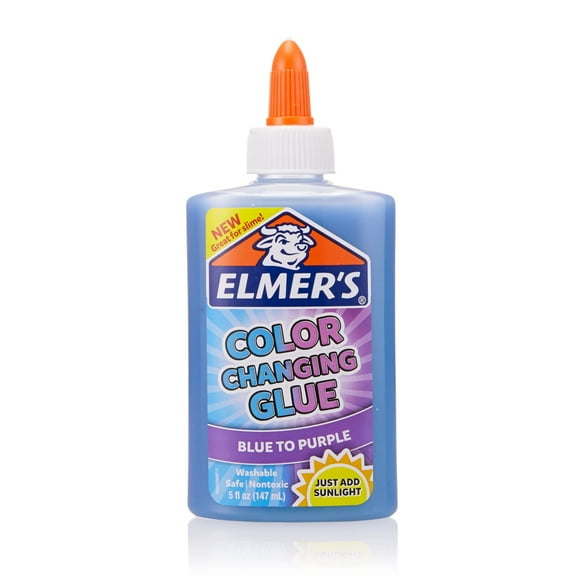 Elmer's Color Changing Liquid Glue, Great for Making Slime, Washable, Blue to Purple, 5 Ounces