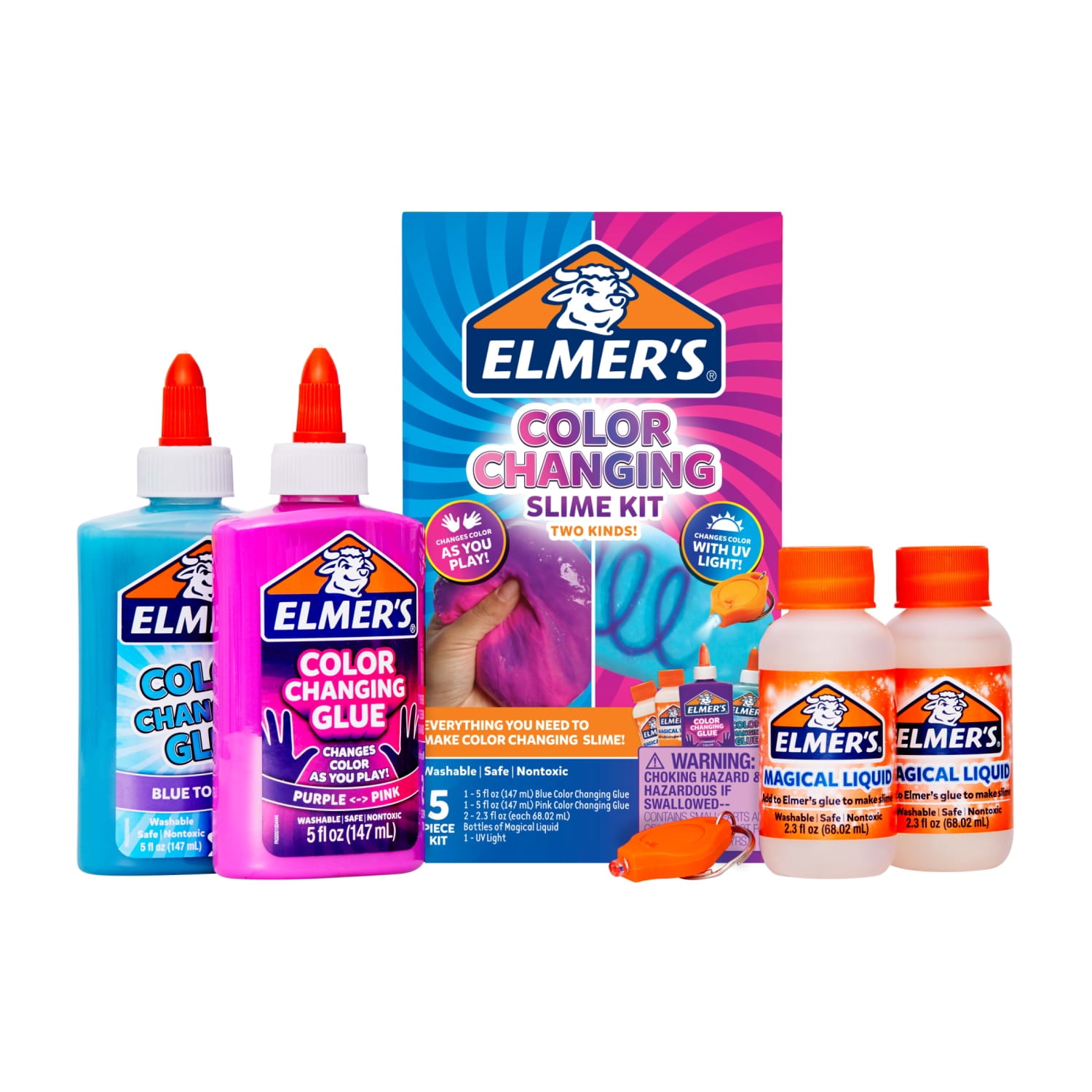 Elmer’s Color Changing Slime Kit, Elmer’s Color Changing Glue, Elmer’s Magical Liquid Slime Activator, UV Light, 5-Piece Kit