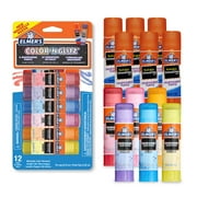 Elmer’s Color 'n Glitz Glue Sticks, Washable, Assorted Colors, 6 Grams, 12 Pack