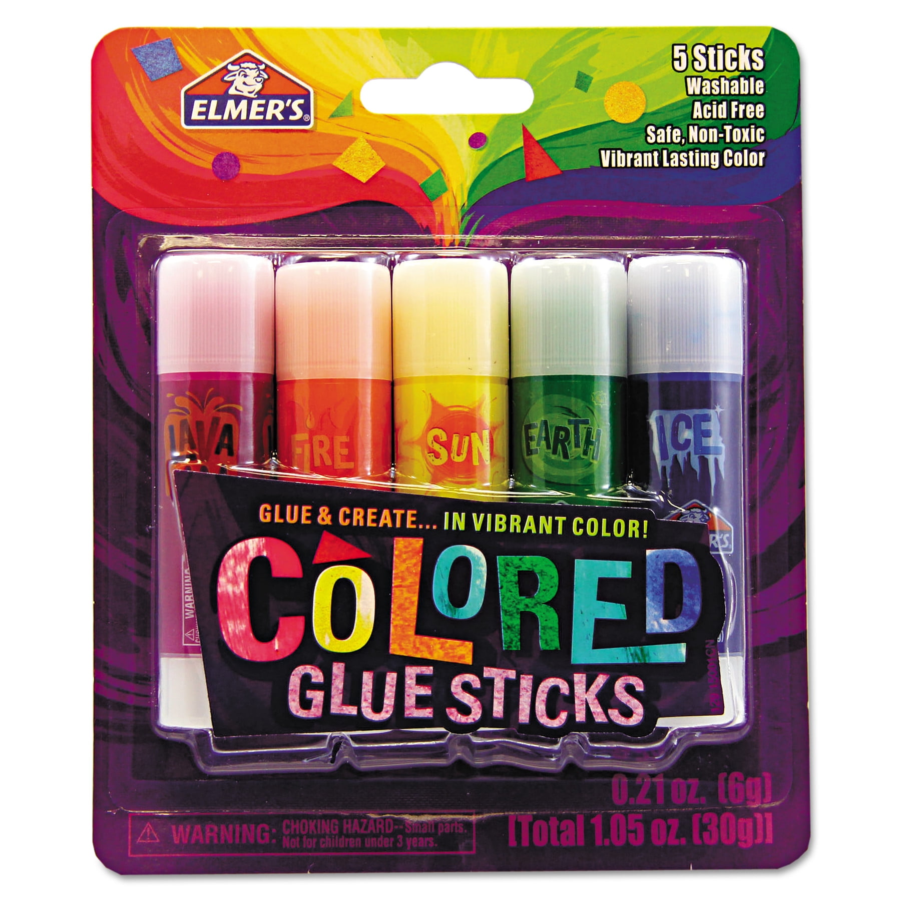Elmers Glue Sticks, Colored - 5 pack, 0.21 oz sticks
