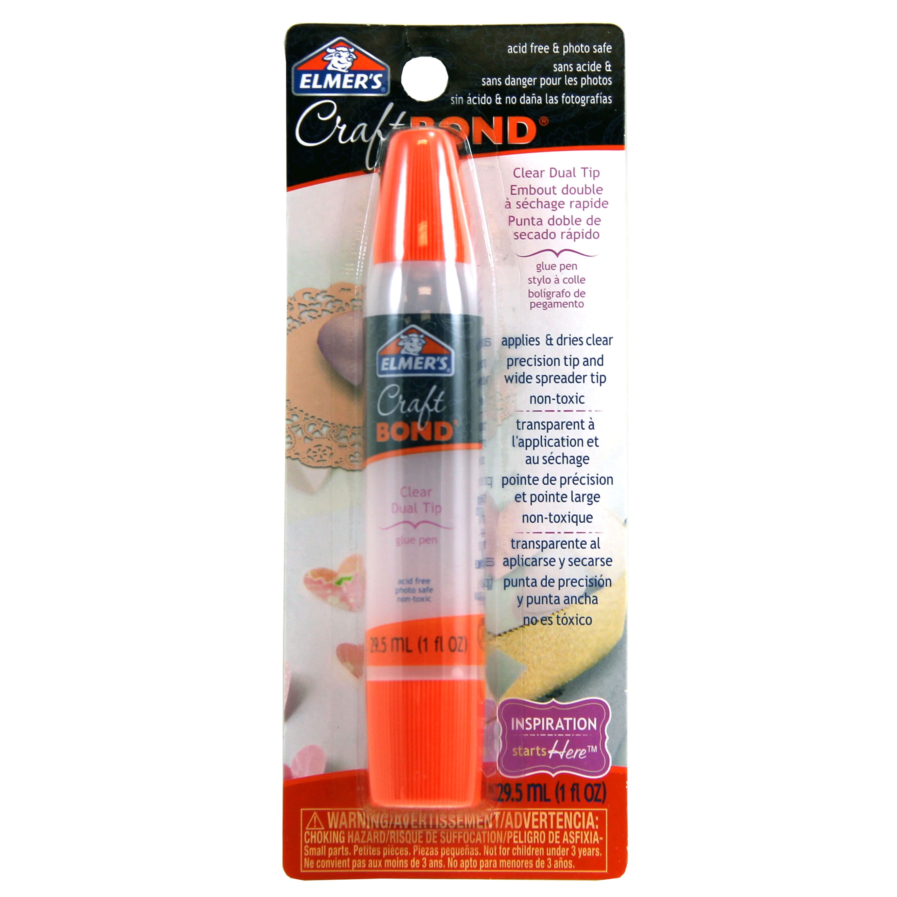 Elmer's Craft Bond Dual Tip Glue Pen, Clear, 1 Tube, Size 1 oz.