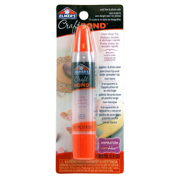 Elmer's Craft Bond Dual Tip Glue Pen, Clear, 1 Tube, Size 1 oz.