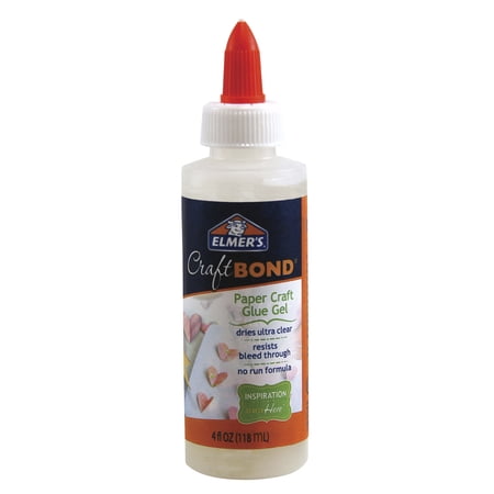 Elmer's CraftBond Non-Toxic Paper Craft Glue Gel, 4 oz Bottle, Dries Clear