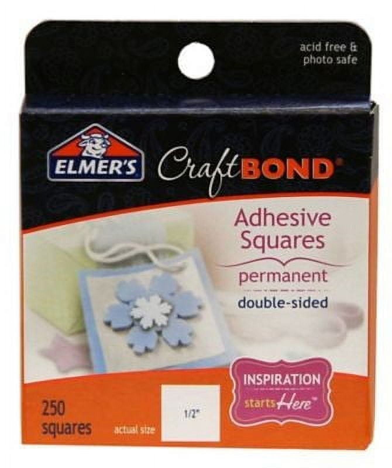 Elmer's Craft Bond Permanent Adhesive Mounting Squares, 1/2 inch, 250 Count