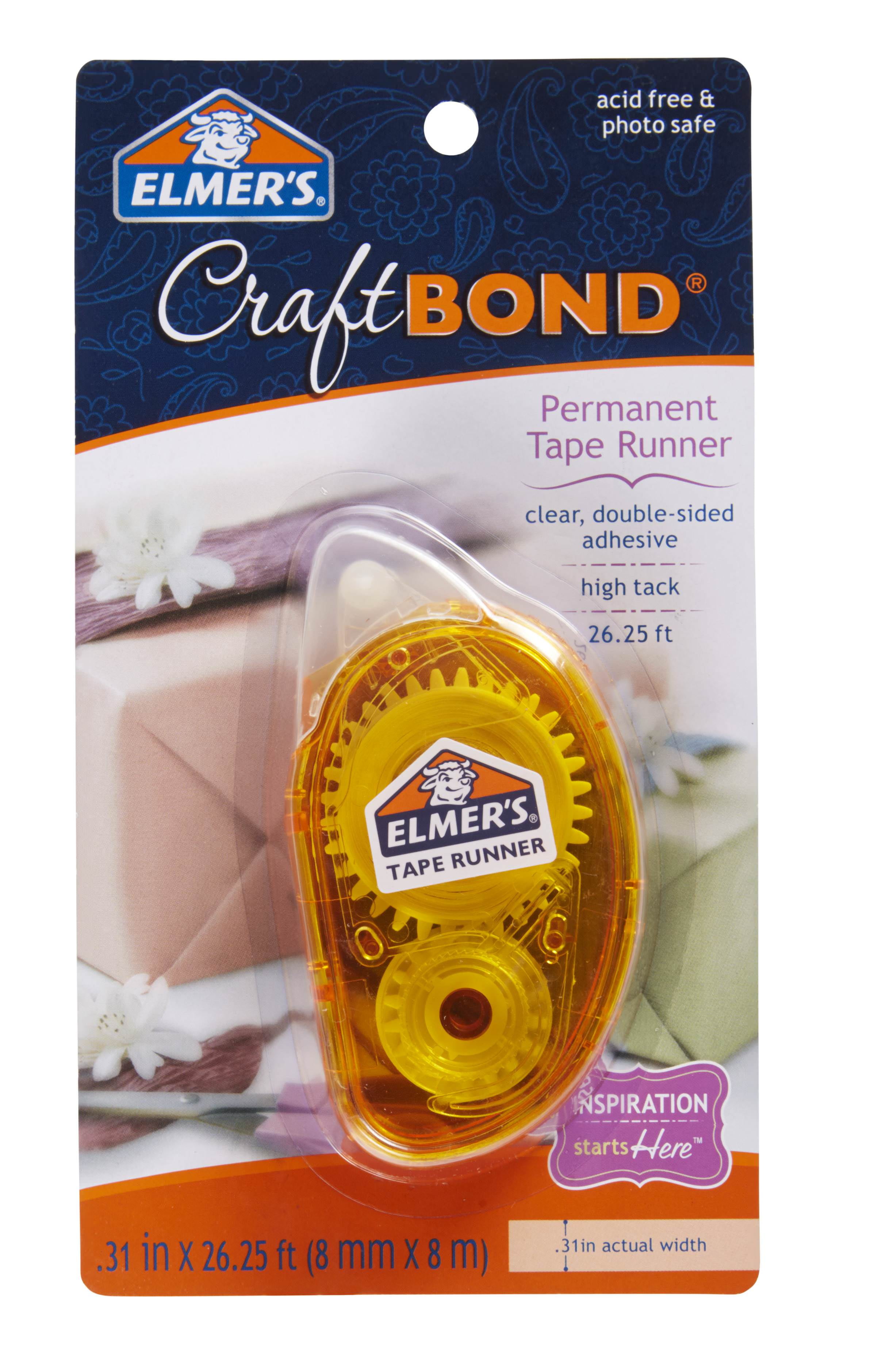 Elmer’s CraftBond Permanent Tape Runner, Clear, Double Sided, 26.25-feet, 1 Count