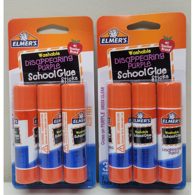 Elmer's Disappearing Purple School Glue Sticks 0.21 Ounce Each Pack of 4