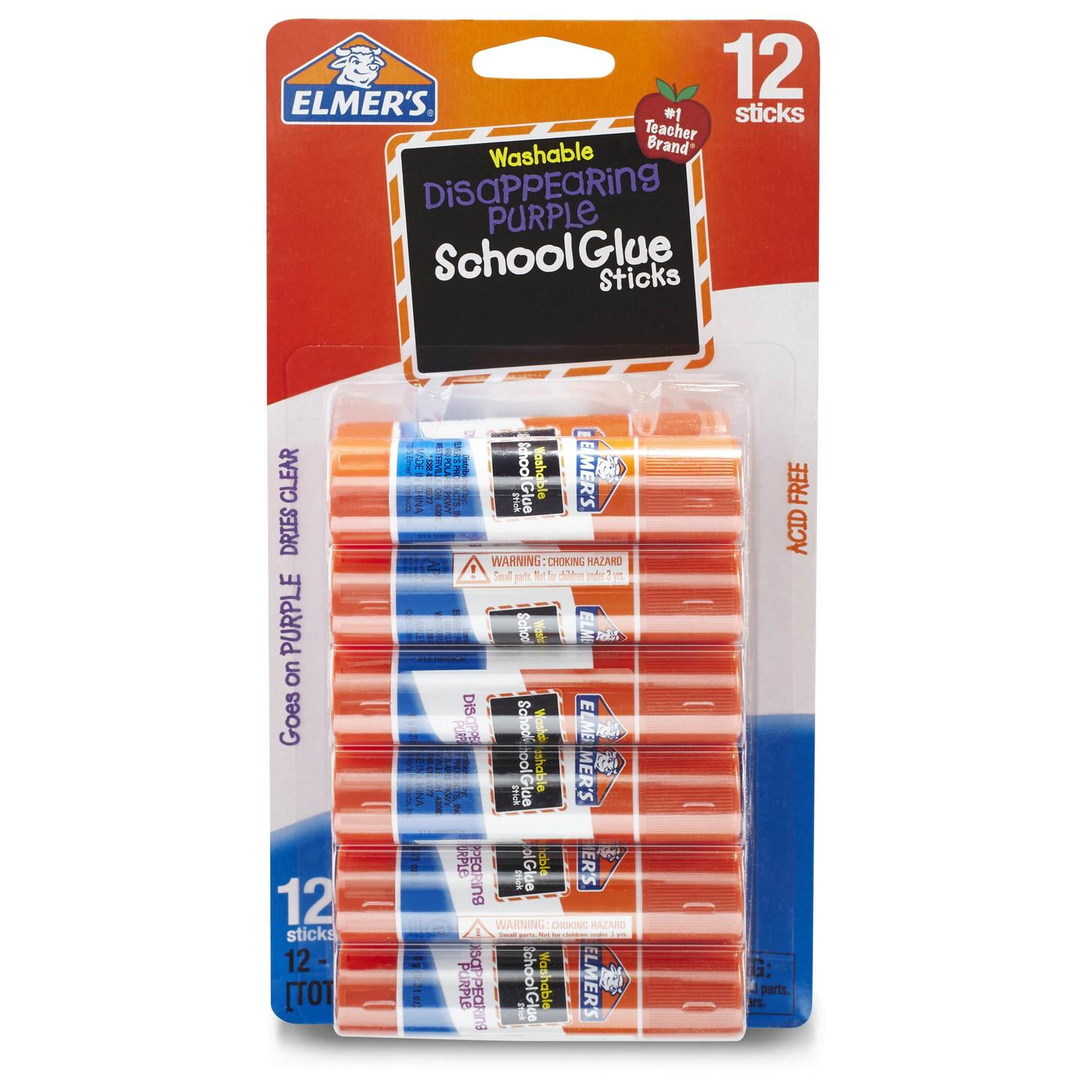 Elmer’s Disappearing Purple Washable School Glue Sticks, 6 Gram, 12 Count