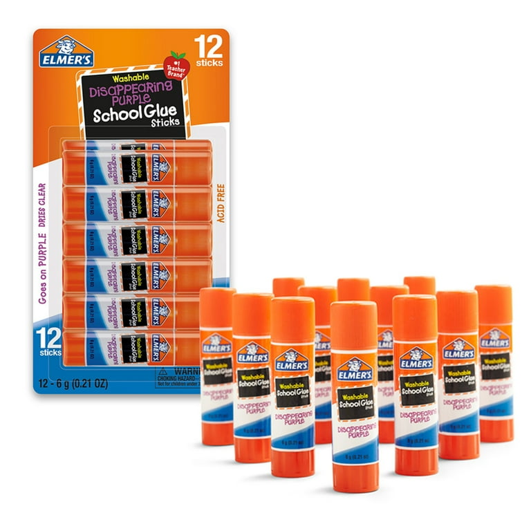 Disappearing Purple School Glue Stick, 0.21 oz, Dries Clear, 12/Pack Disappearing Purple School Glue Stick, 0.21 oz, Dries Clear, 12/Pack