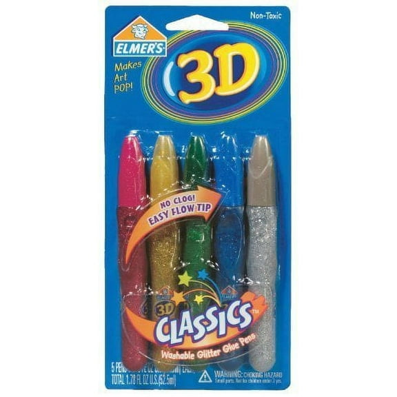 Elmer's E642 3D Washable Paint Pens 5 Pack (Pack of 18)