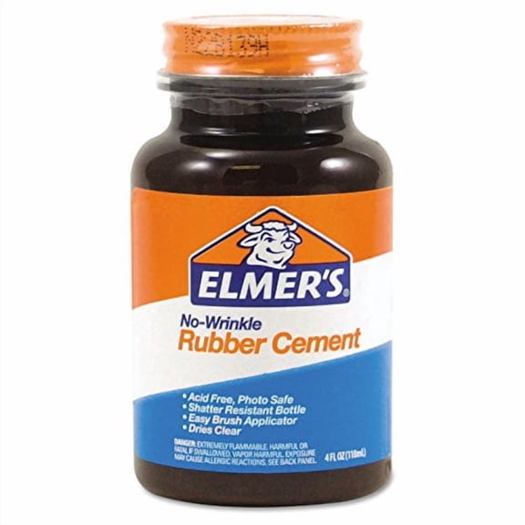 Elmer's E904 Rubber Cement, Repositionable, 4 oz, 4 Pack