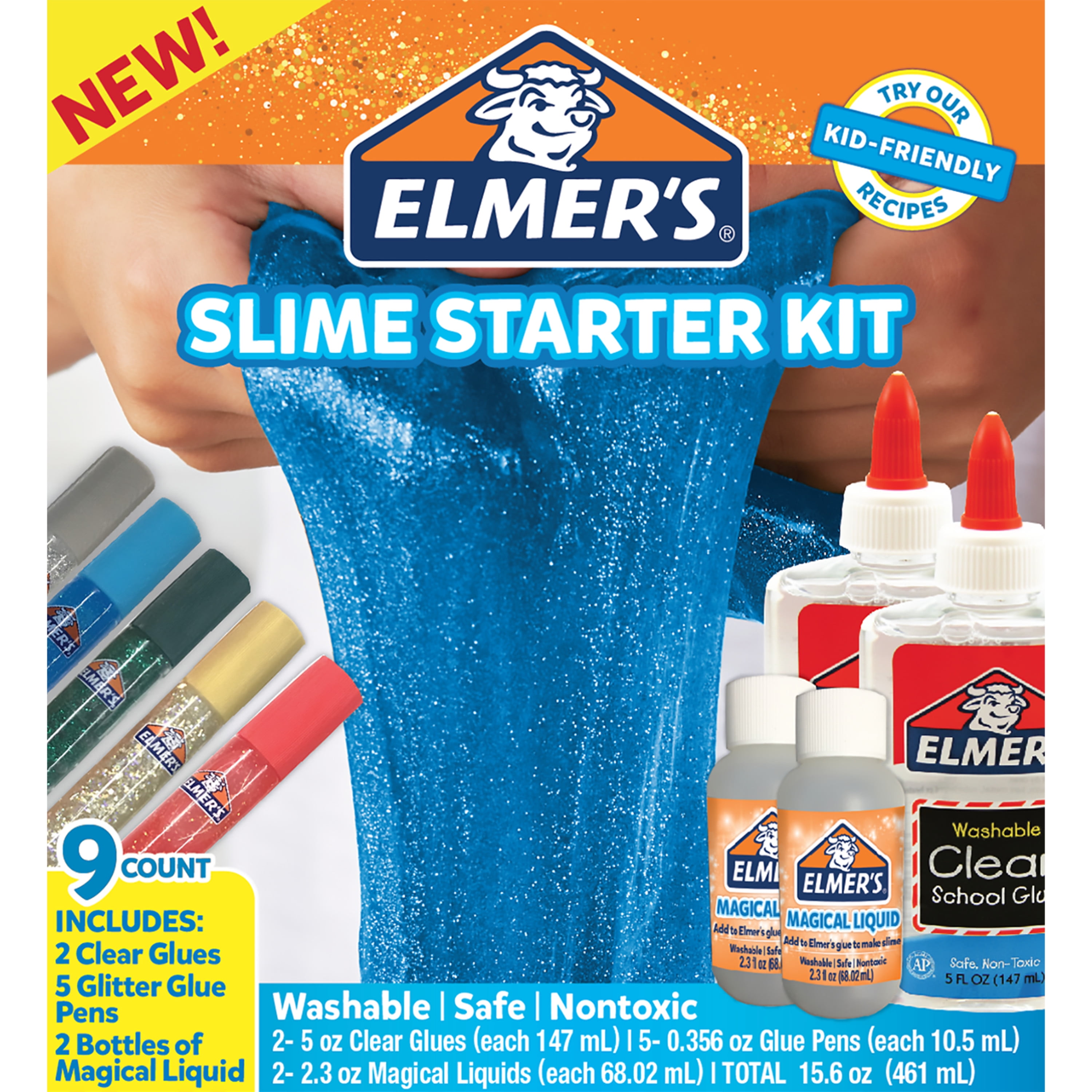 Elmer's Glue Slime Starter Kit Magical Liquid Clear Glitter Pens and Liquid  Activator - Art Central