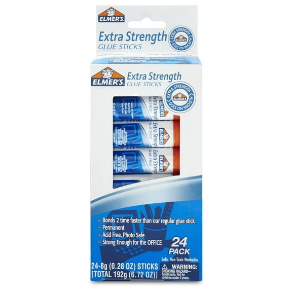 Elmer's Extra Strength Glue Sticks Washable 8 Grams 24 Count, #1 Teacher Brand