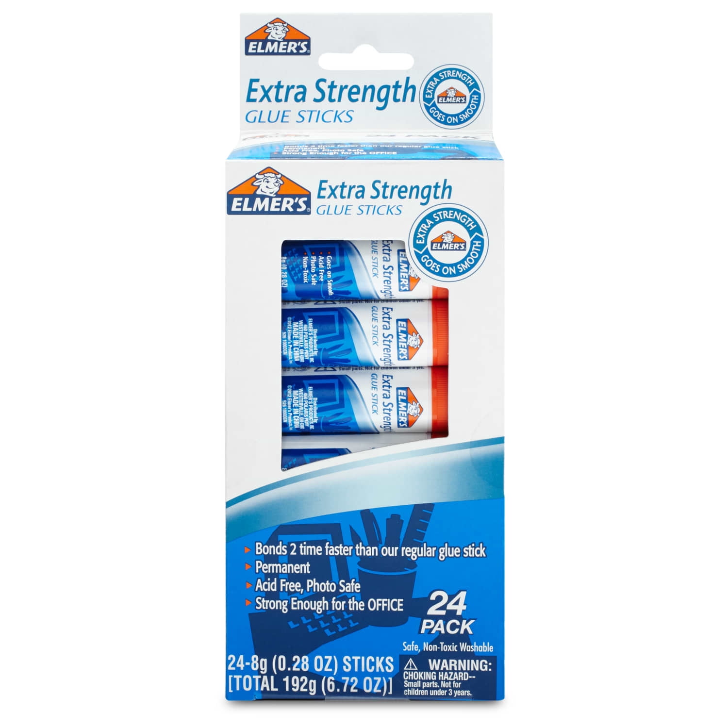 Elmer's Extra Strength Office Glue Sticks, 8g (0.28 oz), 24 Count