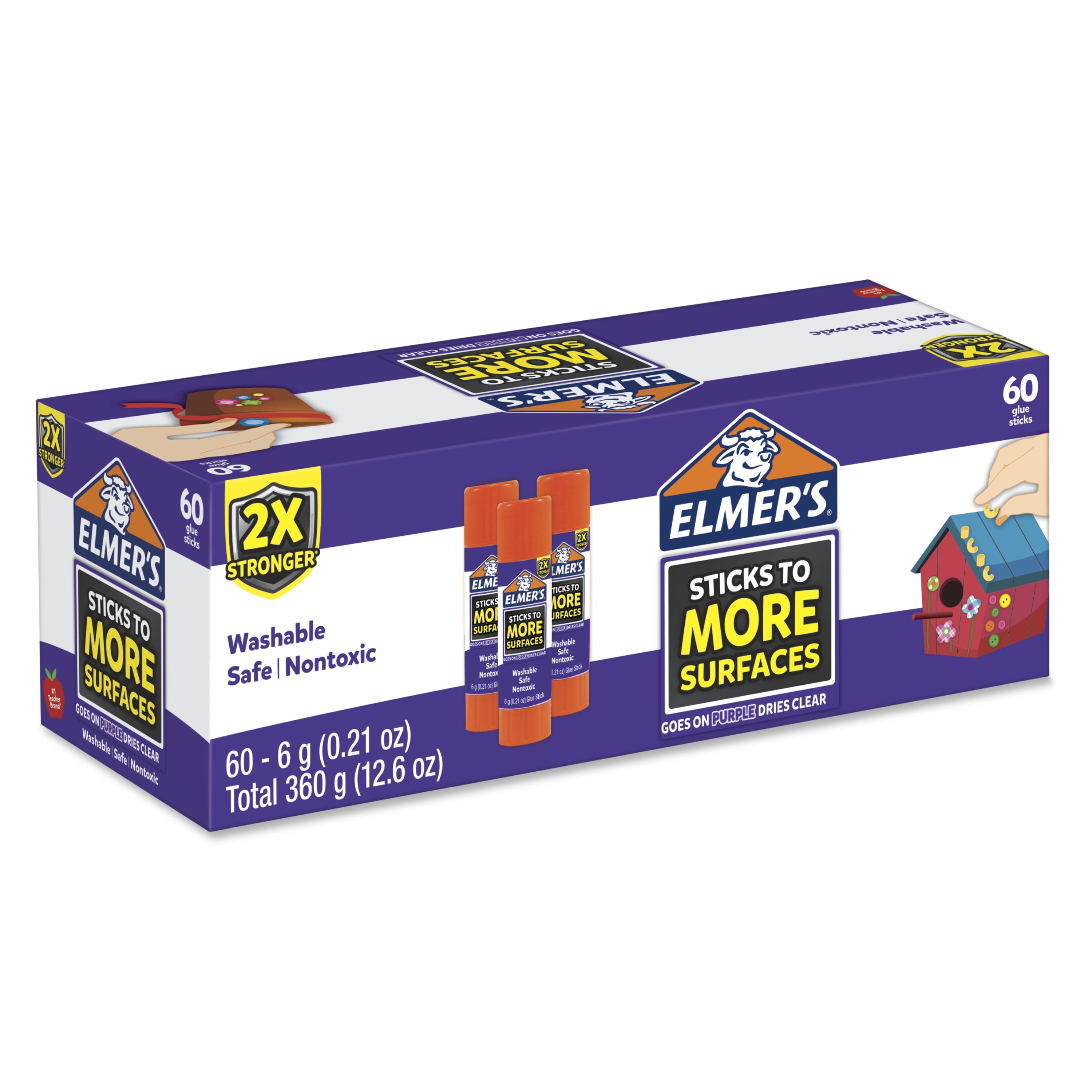 Elmer's Disappearing Purple School Glue Sticks, Washable, 7g (0.24 oz), 4  Count 