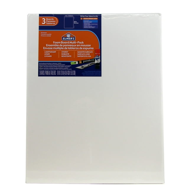 Elmer's Foam Board MultiPack, 16" x 20", White, 3/Pkg.