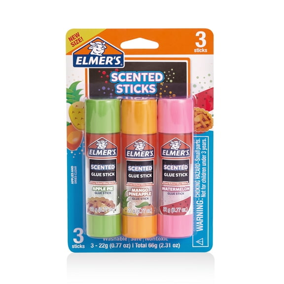 Elmer’s Giant Scented Glue Sticks Variety Pack, 22 Gram, 3 Count, Dry Time 5 min.