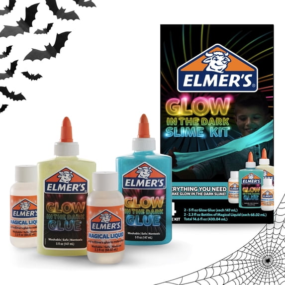 Elmer's Glow-in-the-Dark Slime Kit, Assorted Colors with Glue Slime Activator, 4 Count
