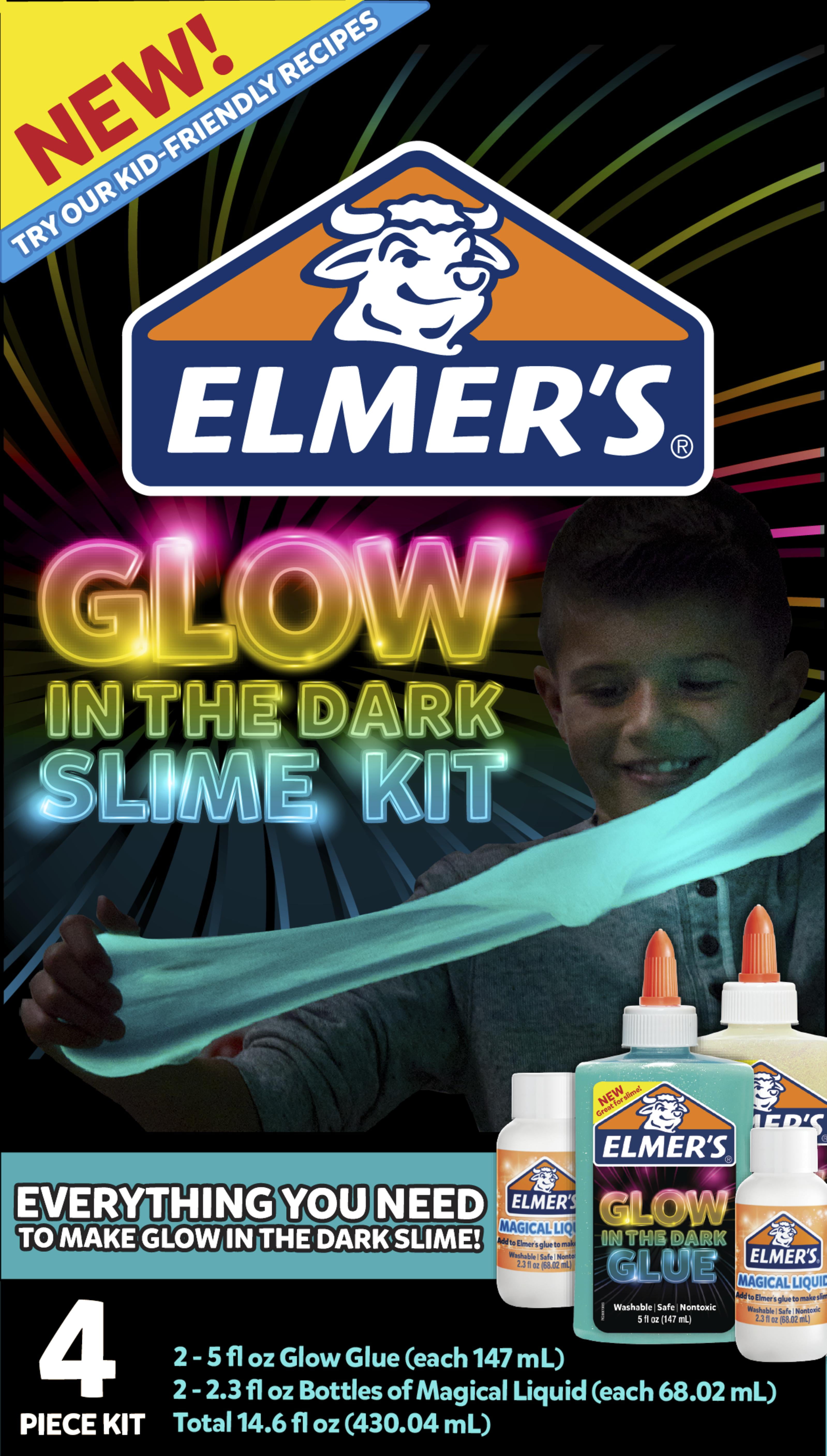 Elmer's Glow-in-the-Dark Slime Kit, Assorted Colors with Glue Slime Activator, 4 Count