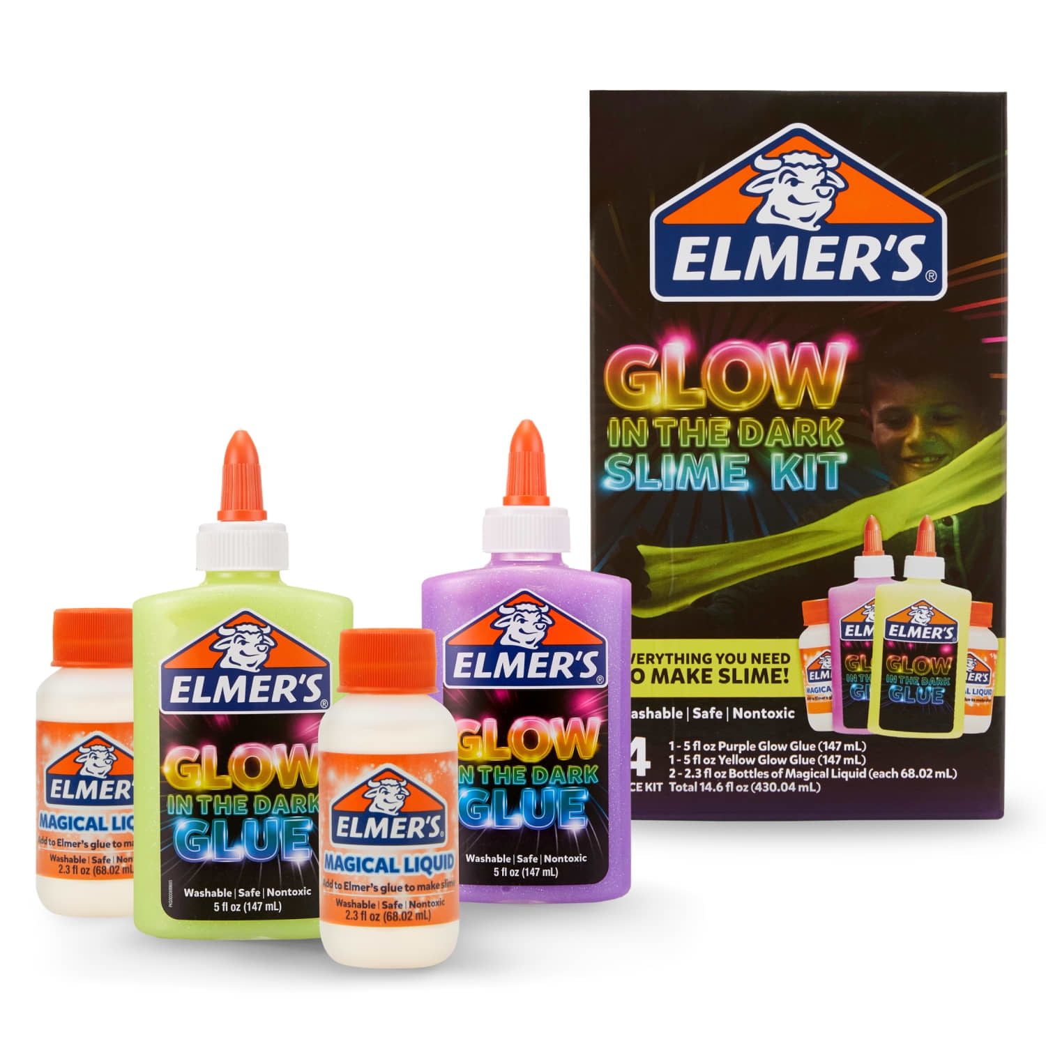 Elmer’s Glow in the Dark Slime Kit | Slime Supplies Include Elmer’s Glow in the Dark Glue, Elmer’s Magical Liquid Slime Activator, 4 Piece Kit