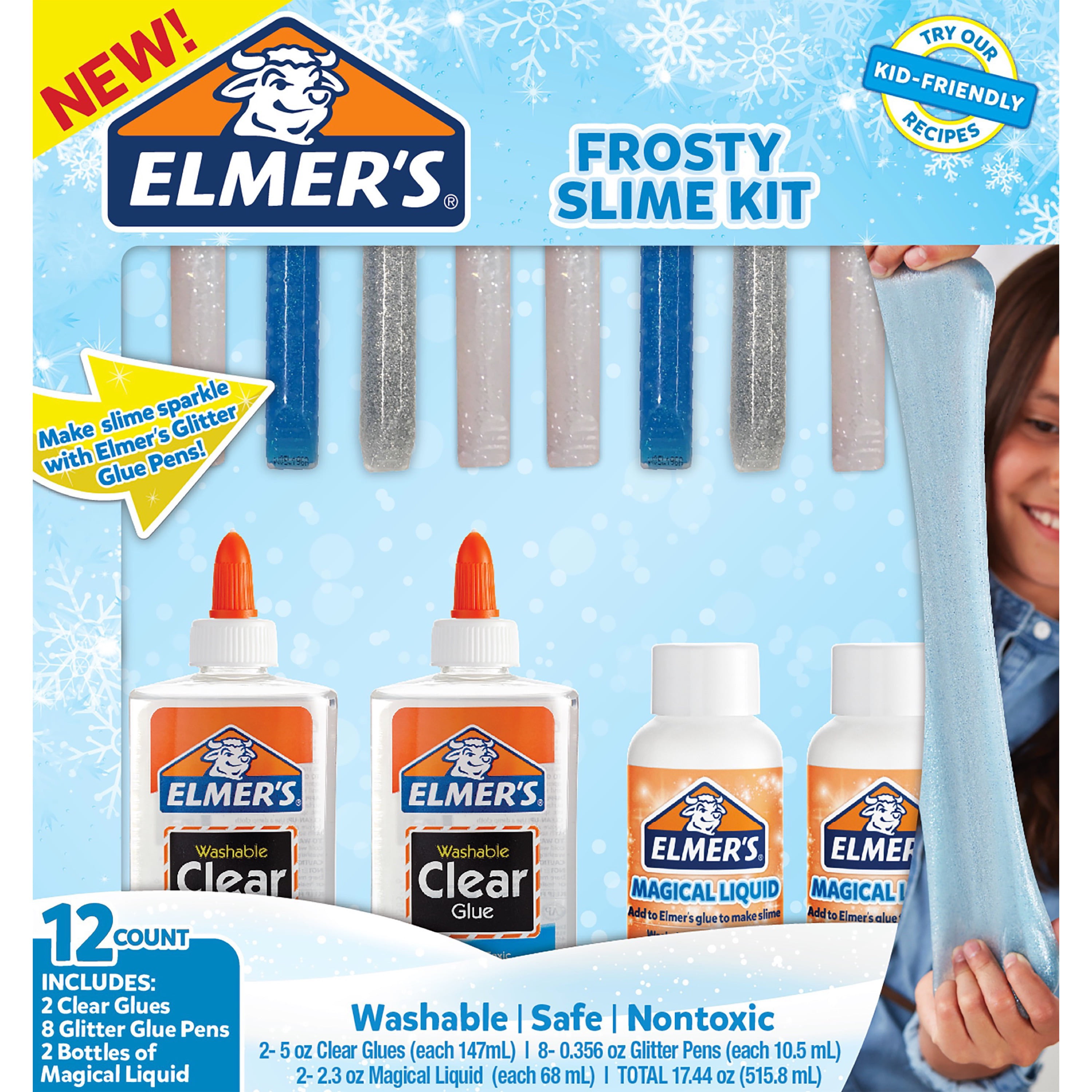 Elmer's Glue Slime Starter Kit, with Clear PVA Glue, Glitter Glue Pens &  Magical Liquid Slime Activator Solution, Washable & Kid Friendly Formula