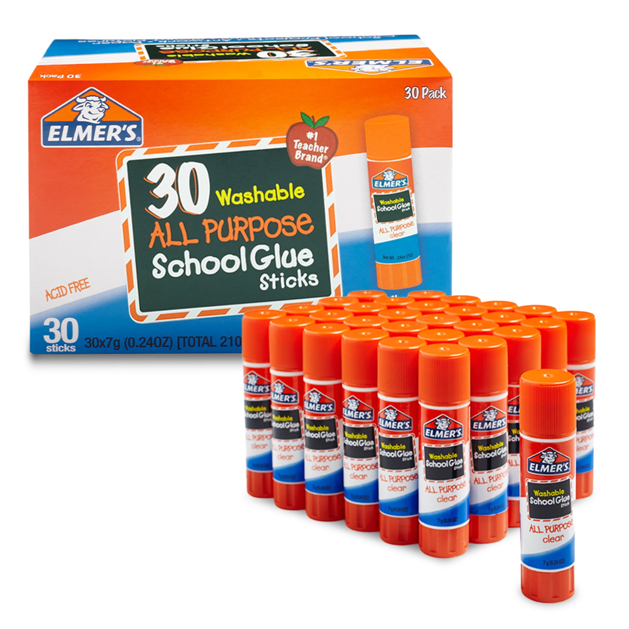 Elmer's Glue Stick Classroom Pack, All-Purpose Clear, Box Of 30