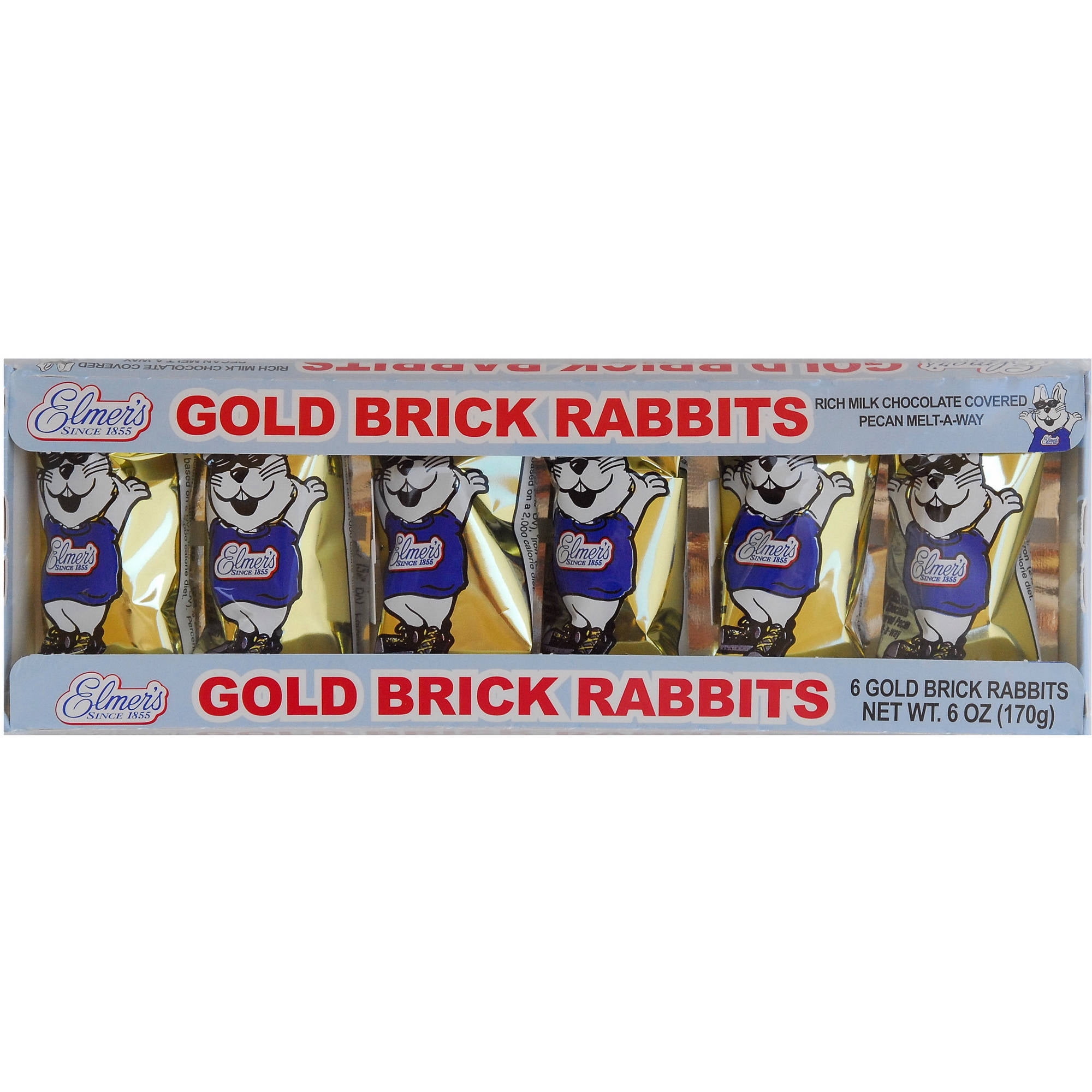 Elmer's Gold Brick Milk Chocolate Rabbit, 1 Oz., 6 Count