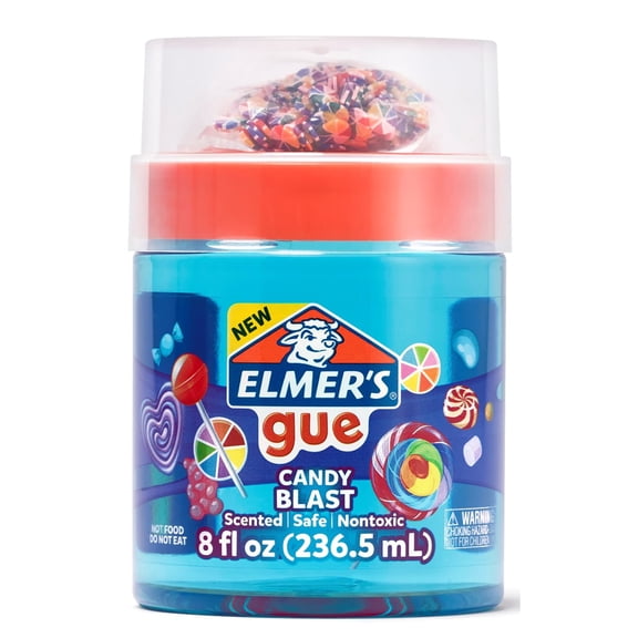 Elmers Gue Candy Blast Premade Slime, Clear Blue, Sugary Swirl Mix-Ins