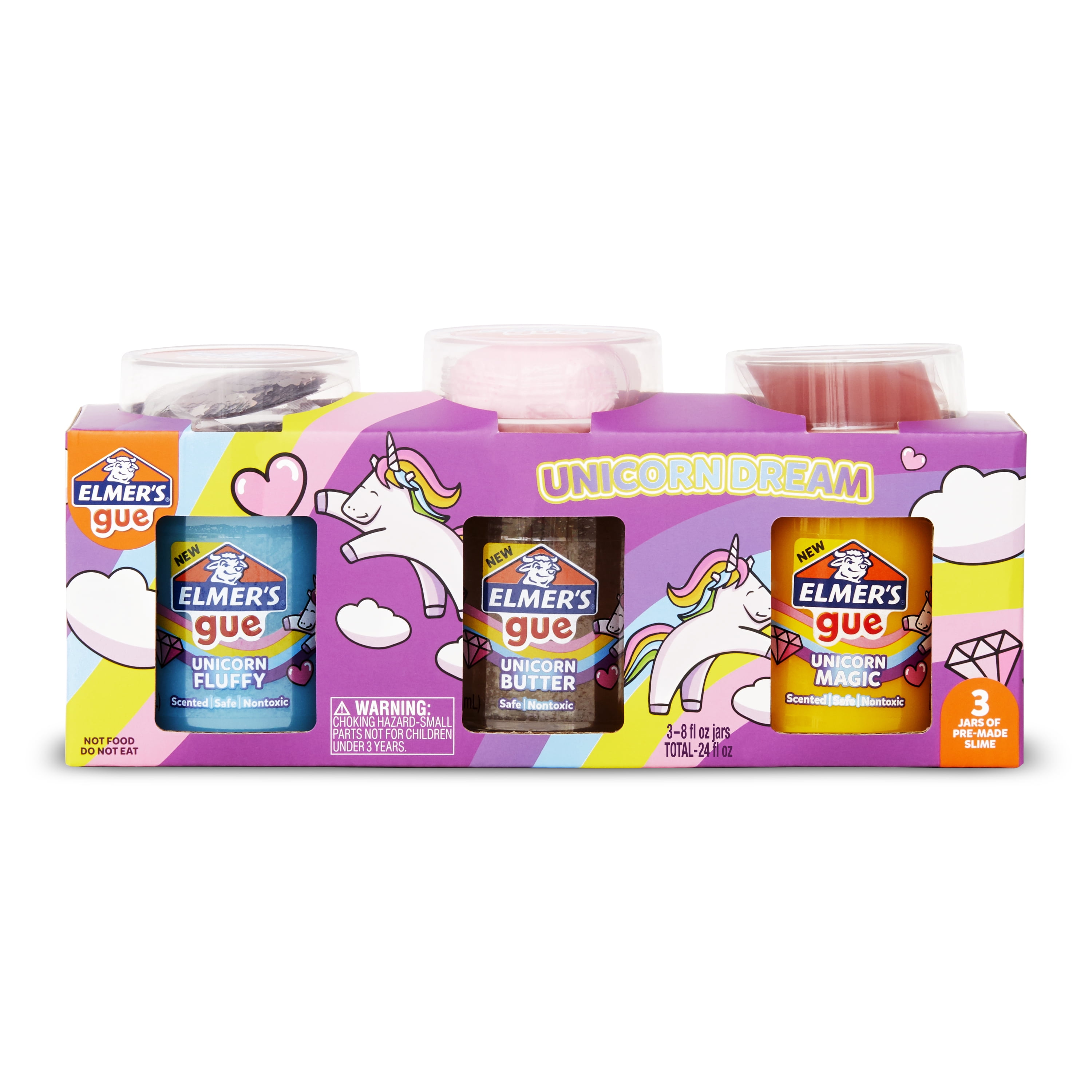 Elmer’s Gue Premade Slime, Unicorn Dream Slime Kit, Includes Add-Ins, Variety Pack, 3 Count