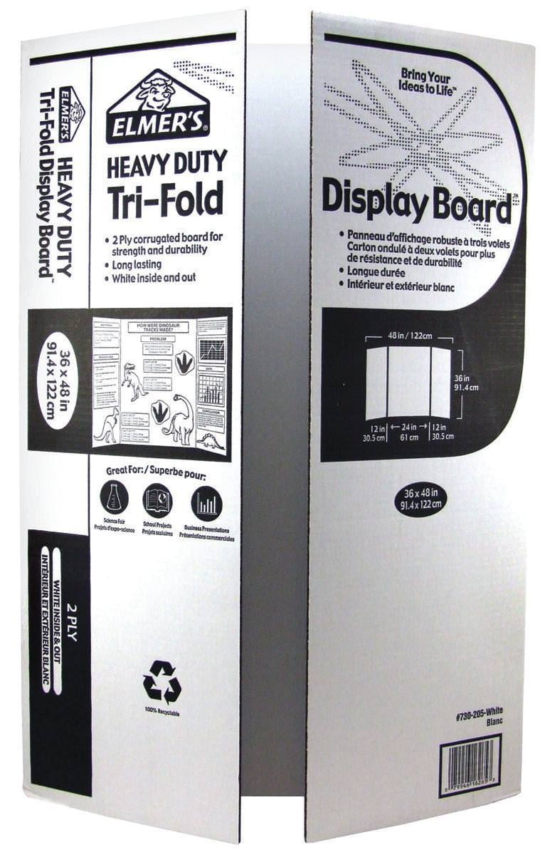 Elmer's Heavy Duty Tri-Fold Display Board, White, 36x48 Inch