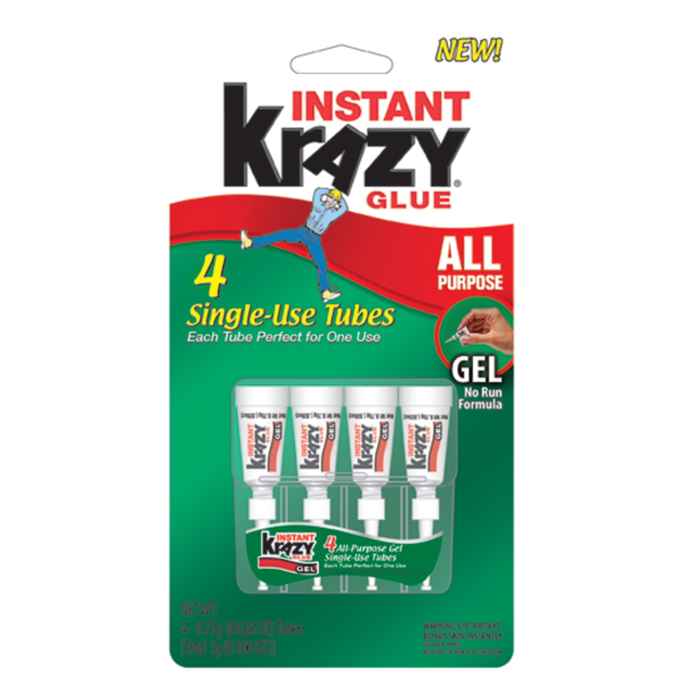 Elmer's Instant Krazy Glue, All-Purpose Gel Formula, 4-Tube/Pkg.