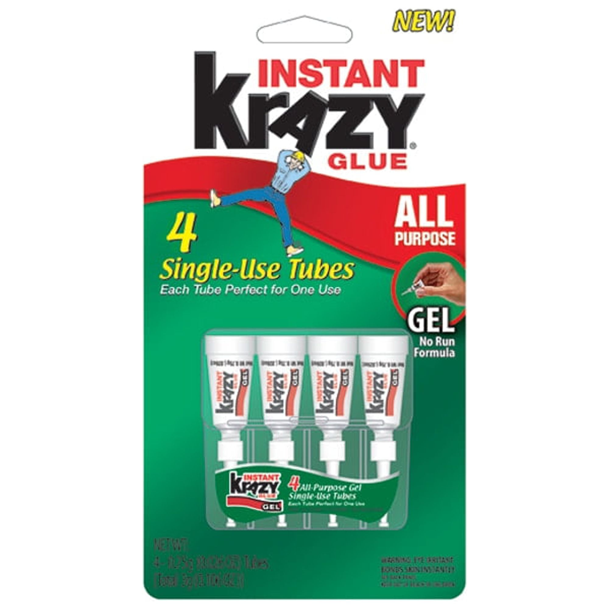 Elmer's Instant Krazy Glue, AllPurpose Gel Formula, 4Tube/Pkg