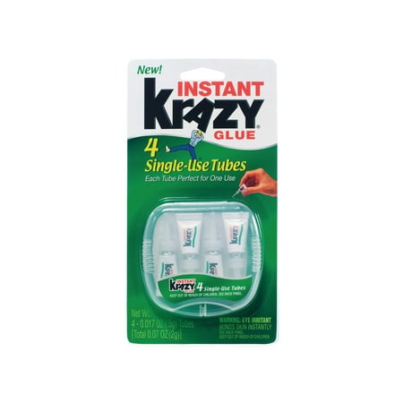 Elmer's Instant Krazy Glue, All-Purpose Single Tube, 4-Tube/Pkg.